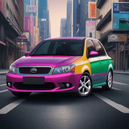AI generated: High resolution photography 
 Car , advertisement colorful.  