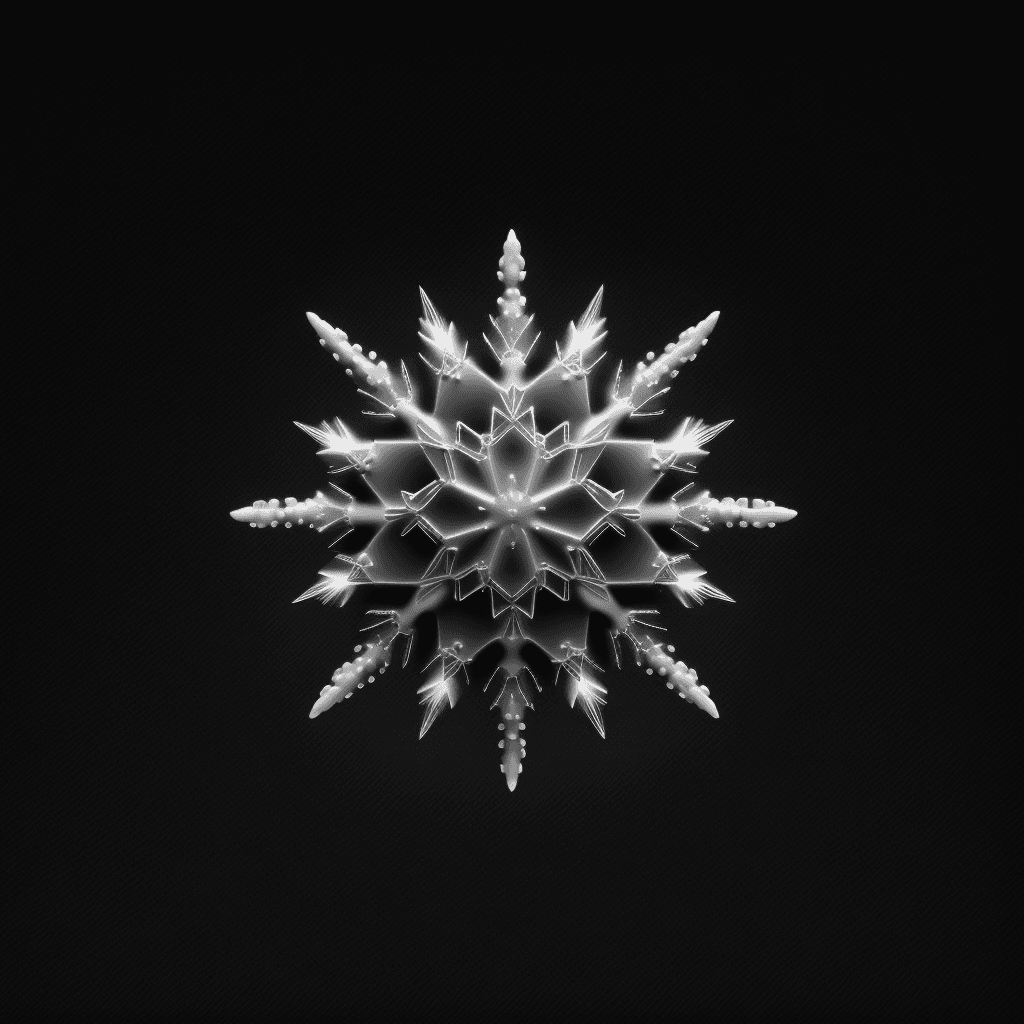 AI generated: snowflake with star isolated on black background, in the style of bold geometric minimalism, animate...