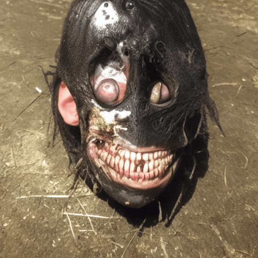 AI generated: Horror black creature,scary animal,sore face,