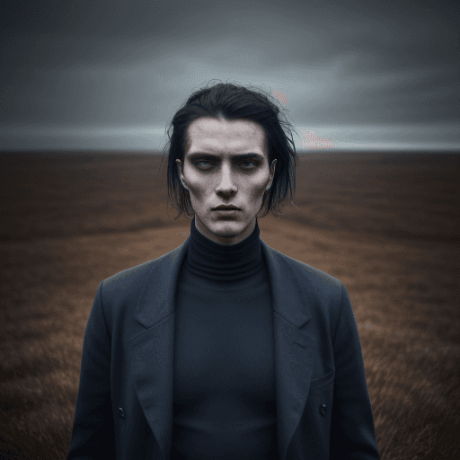 AI generated: the man in the field is dressed for the camera, in the style of daria endresen, kris knight, scottis...