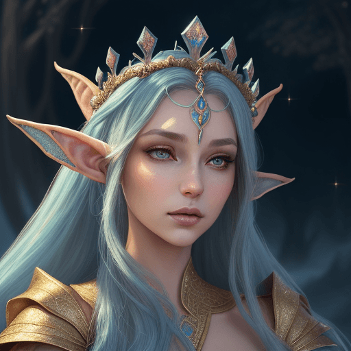 AI generated: A woman with a crown and a TIA on her head, beautiful and elegant elf queen, Guviz, Fantasy art styl...