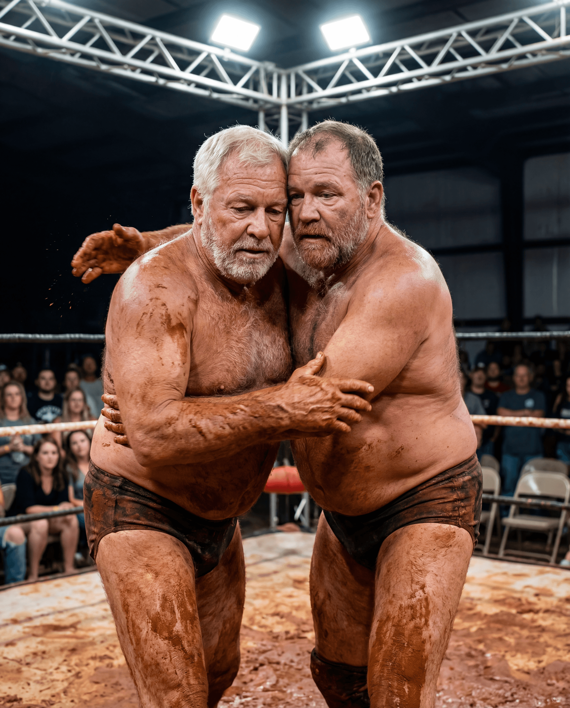 AI generated: RAW DOCUMENTARY SPORTS PHOTOGRAPH
LOCAL AMERICAN RED CLAY MUD WRESTLING — VERTICAL 9:16
ASPECT / OUT...