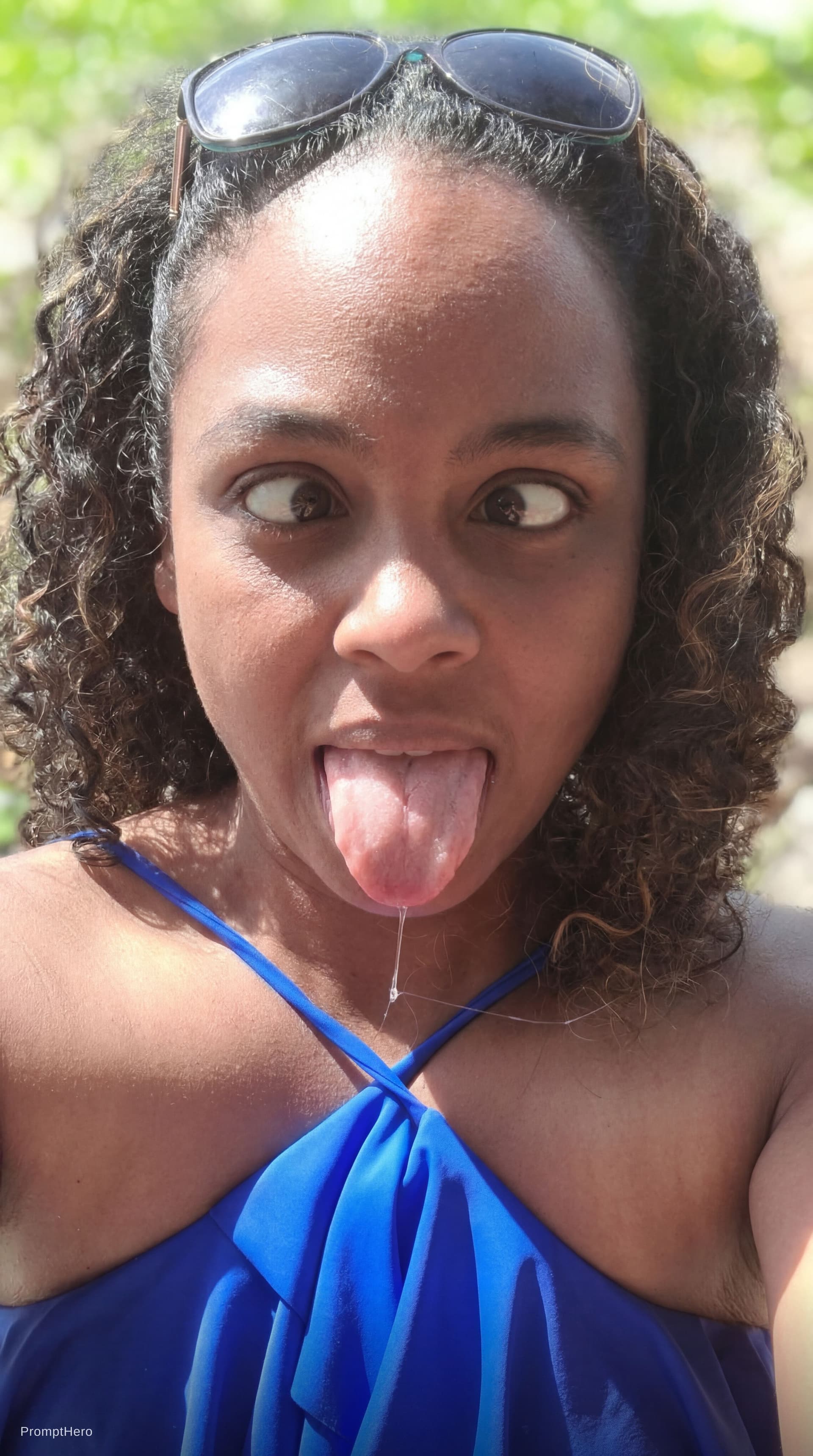 AI generated: Eyes cross, tongue out saliva