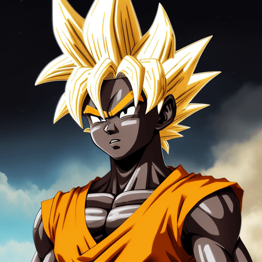 AI generated: san goku from dragonball z black african skin --s 250 --niji 5