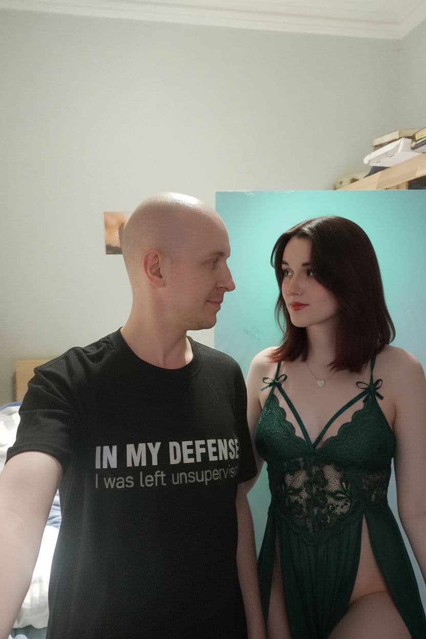 AI generated: Merge the backgrounds, the boy is standing next to the girl, they are in the same room, they are loo...
