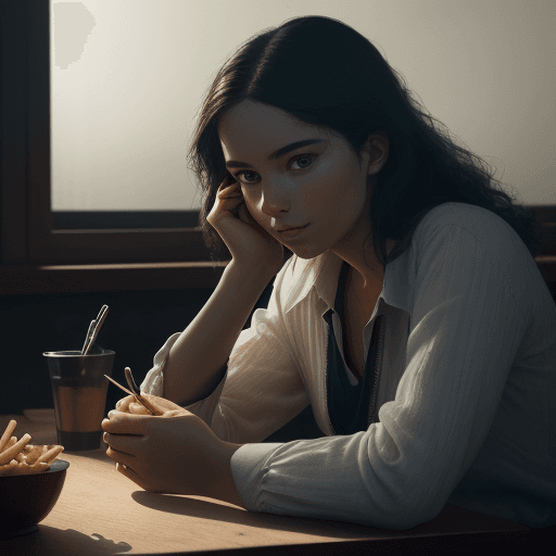 AI generated: detailed and realistic portrait of a beautiful picture from a man working on pc with a bowl from fre...