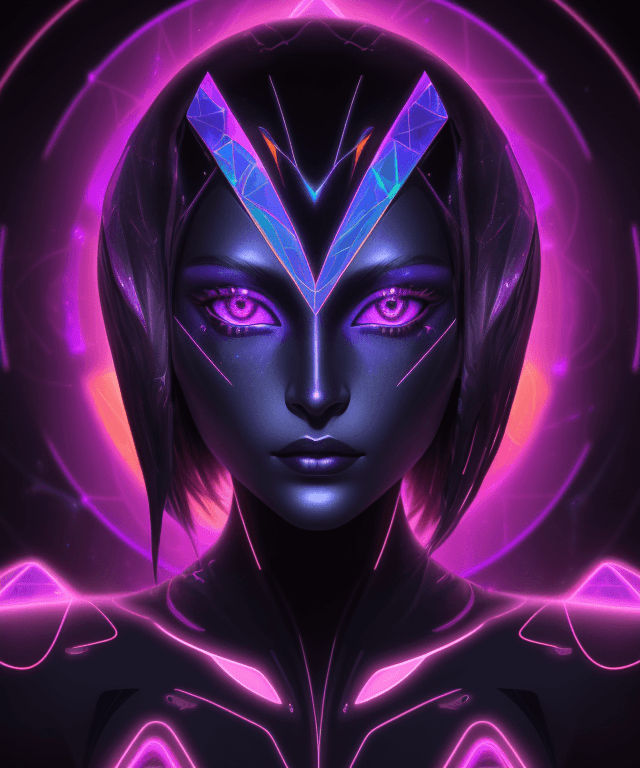 AI generated: spinx pharaho woman in singularity, looks at the viewer, impasto, anthracite texture, deep color, ne...
