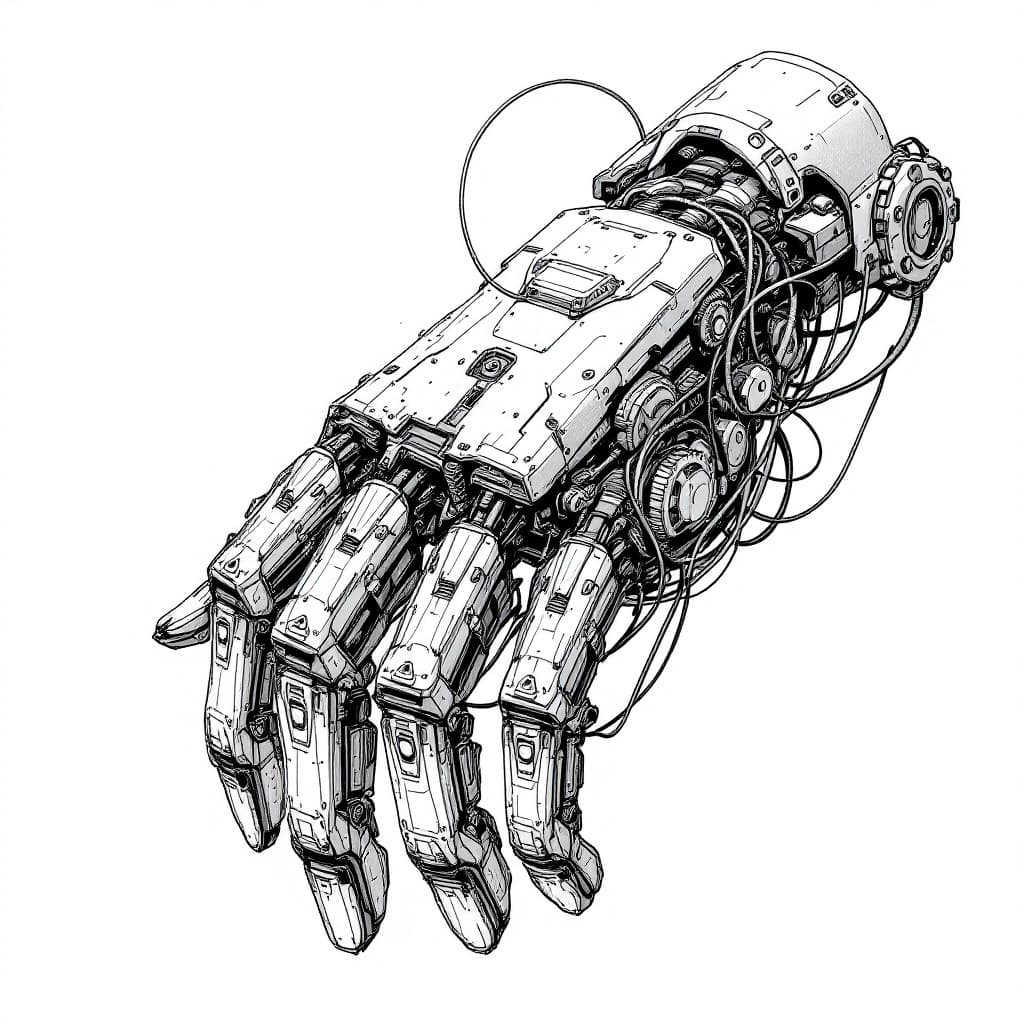 AI generated: An intricate mechanical hand designed with futuristic aesthetics, showcasing detailed robotic joints...