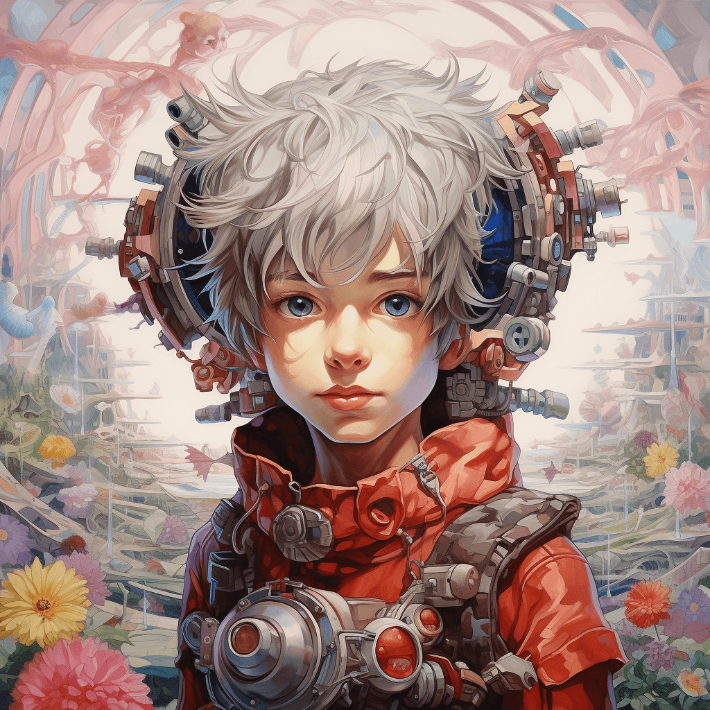 AI generated: Artificial intelligence and the space wanderer, the lost planet, an unusual background of bizarre co...