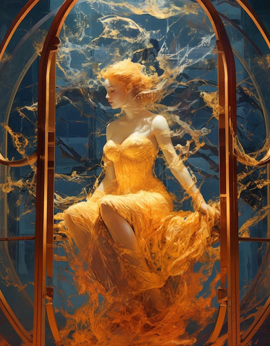 AI generated: Aphrodite in a glass prison, masterpiece by edgar maxence and ross tran and michael whelan, gustav d...