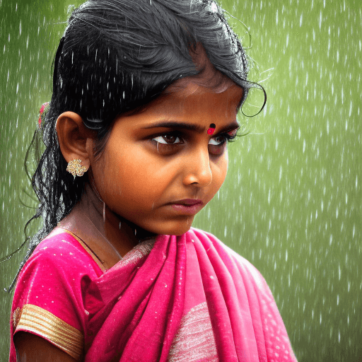 AI generated: In the Rainy days, Indian girl looking for love 