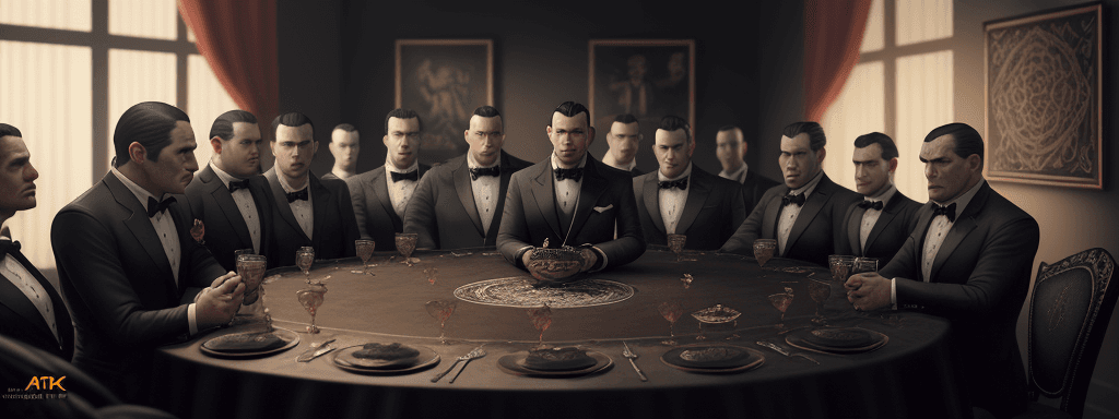 AI generated: mafia,12person,table,mafia game, intricate artwork . octane render, trending on artstation,t symmetr...