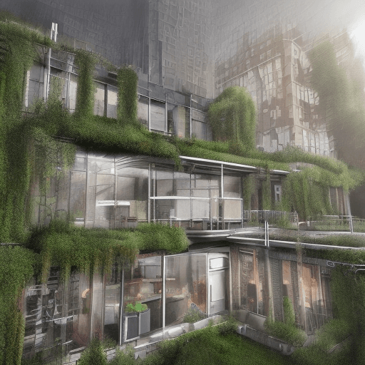 AI generated: < Realistic architectural rendering of a capsule multiple house within concrete car park without car...