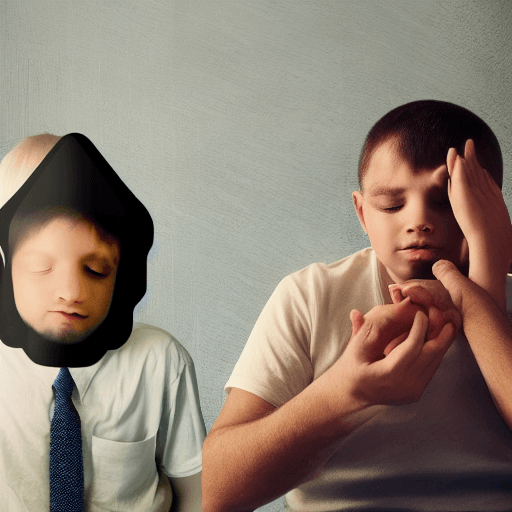 AI generated: repentant son with his father, 3d effects