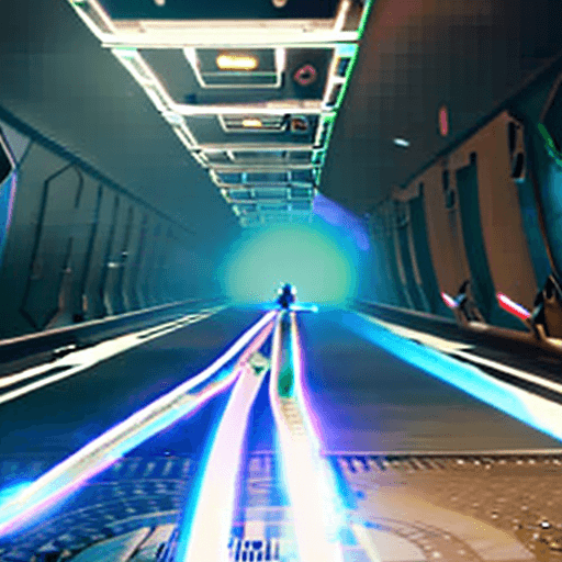 AI generated: two   white astronauts are  running wild in a futuristic corridor in a spaceship. the room is full o...