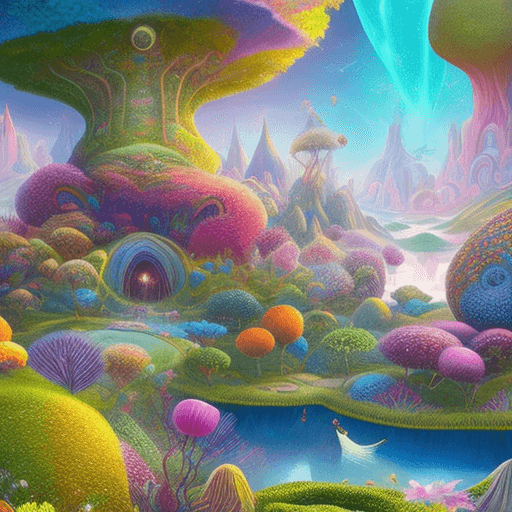 AI generated: An imaginative and artistic scene of a fantasy world, with a vibrant landscape that includes floatin...