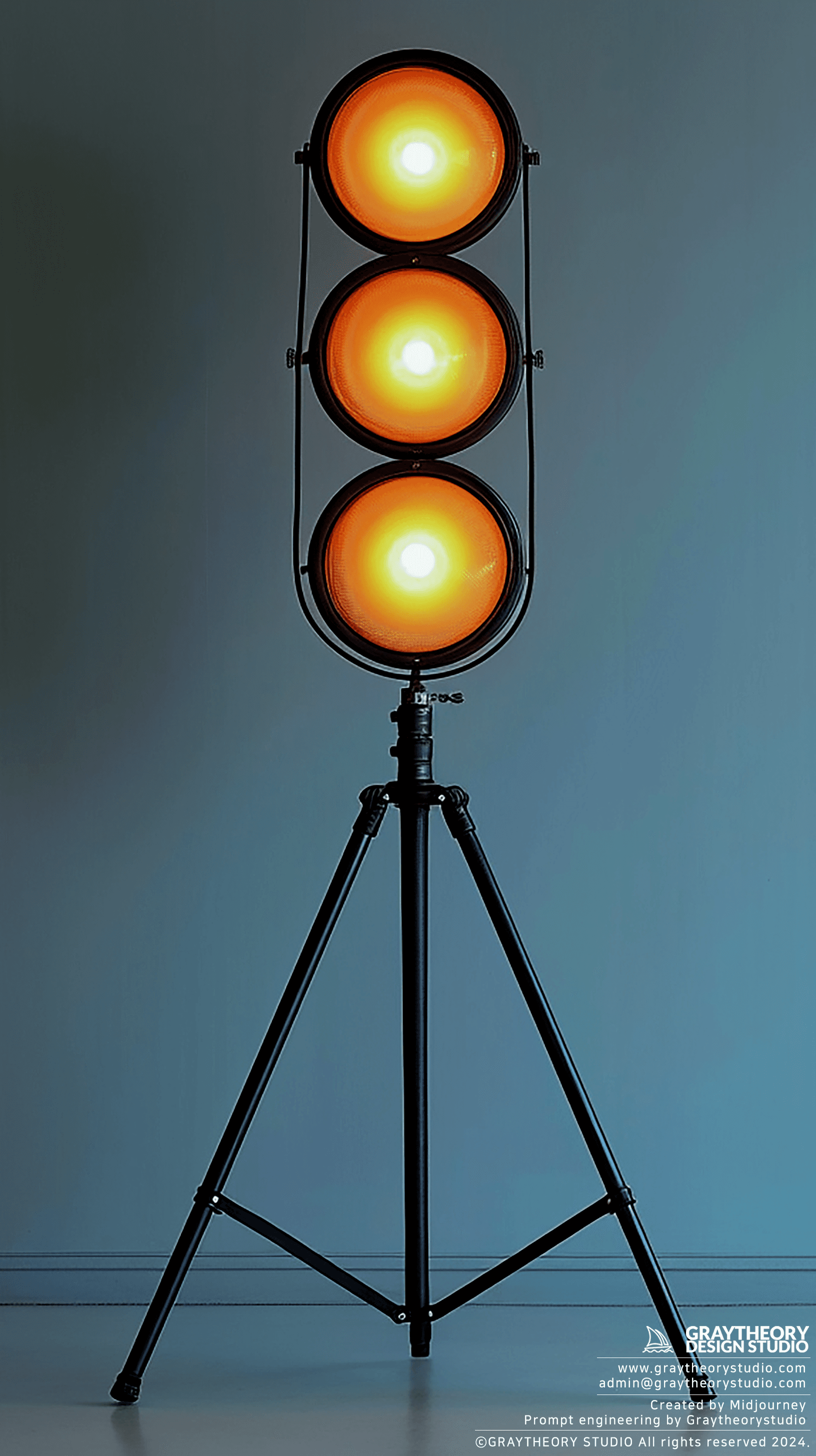 AI generated: Studio shot of a contemporary floor stand light, Canon EOS R5, under soft studio lighting that mimic...