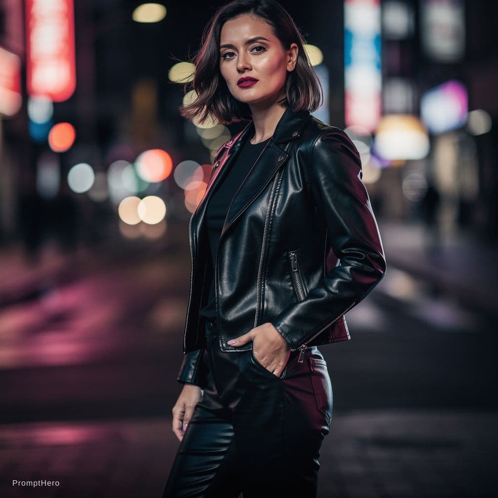 AI generated: A woman in leather
