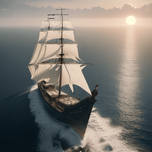AI generated: Photo of a ultra realistic sailing ship, dramatic light, pale sunrise, cinematic lighting, battered,...