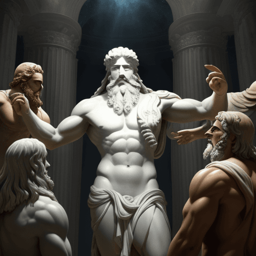 AI generated: zeus surrounded by gods