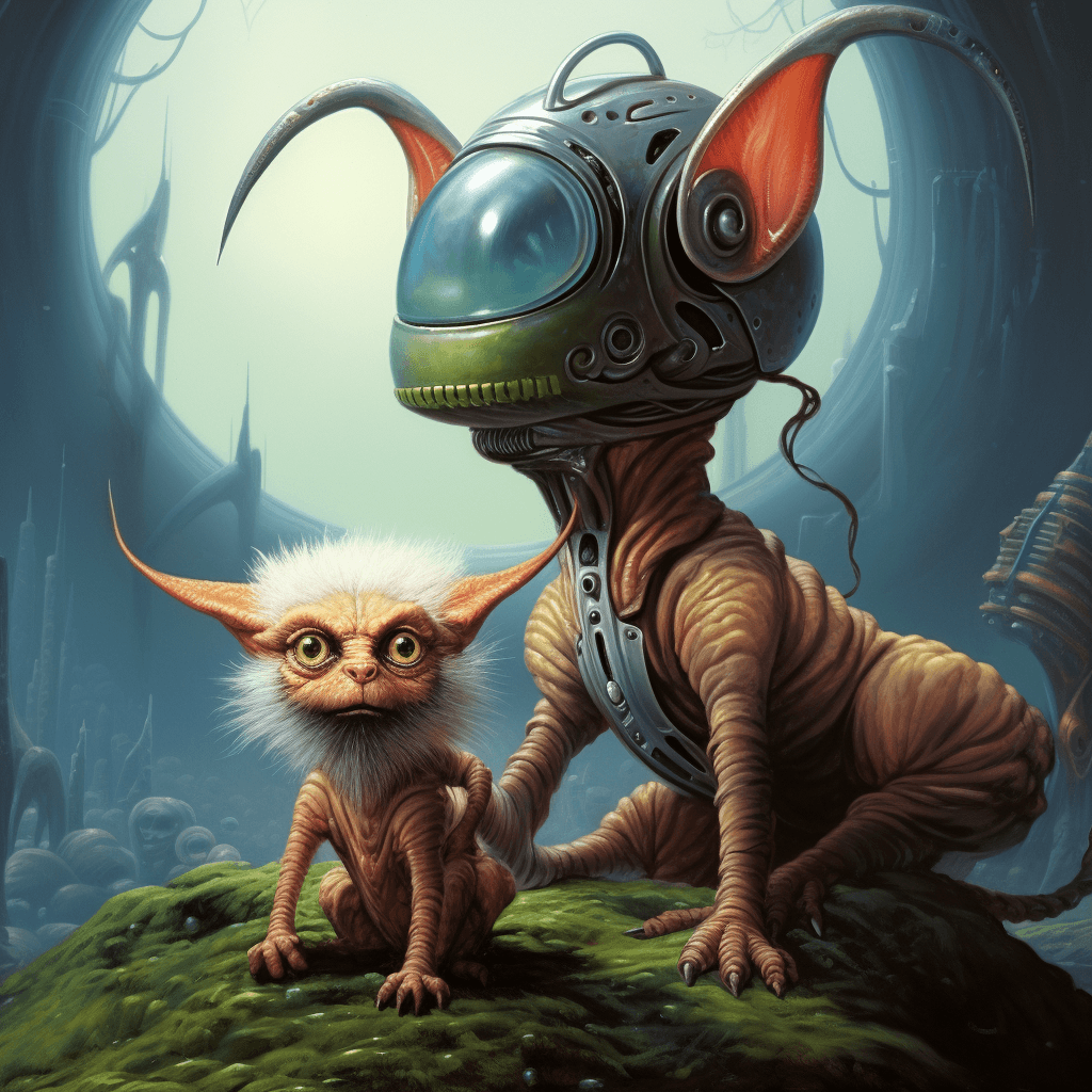 Midjourney prompt: alien pets