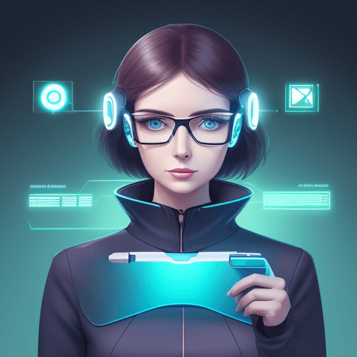 AI generated: awesome illustration, featured on FreePik, woman with smart glasses, futuristic, technology