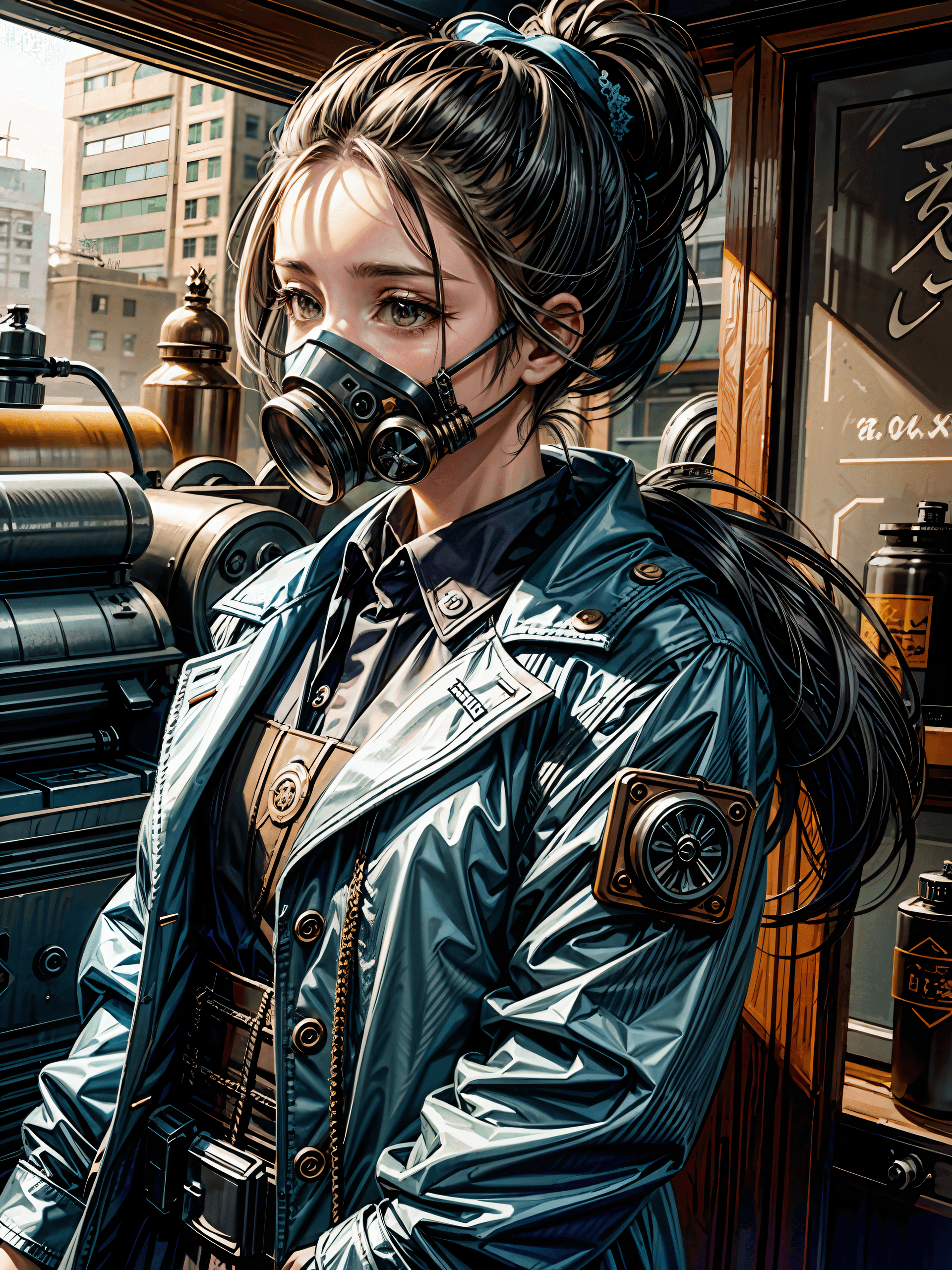 AI generated: flower pattern coat, batik, award winning, concept art, limited palette color, anime style, oil pain...