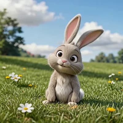 AI generated video: cute, chibi, bunny, 3d --ar 4:7 --v 5.2