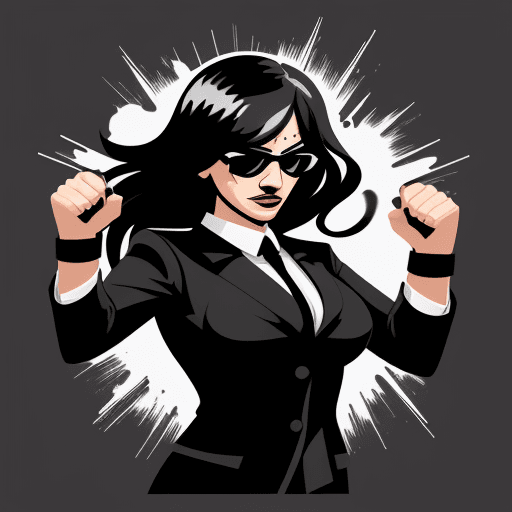 AI generated: 2D illustration of In mafia women strong outlines, bold traces, high contrast, (professional vector)...