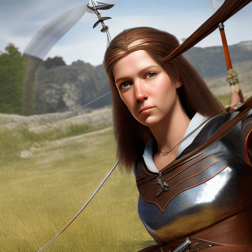 AI generated: High Definition Photo of a ultra realistic Medieval female named Gali Asquith, an Archer