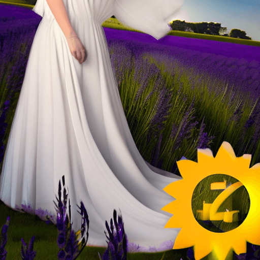 AI generated: Design a photo-realistic portrait of a beautiful woman dressed in a flowing white gown, standing amo...