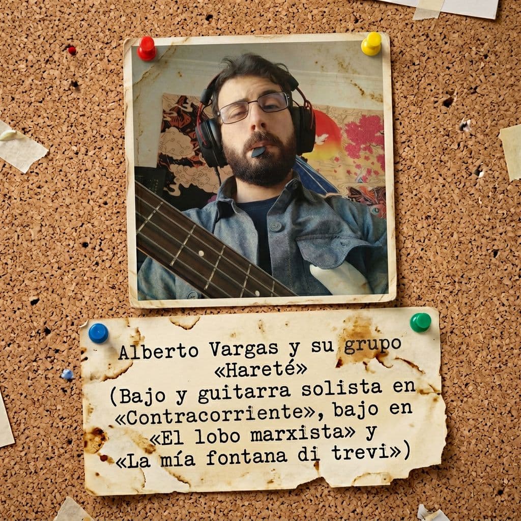 AI generated: Quiero que me pongas esta foto en un corcho con un papel justo debajo de ella lo siguiente "Alberto ...