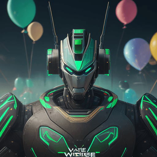 AI generated: a close up of a poster with great robot warrior , have strong body ,stands after the battle, looking...