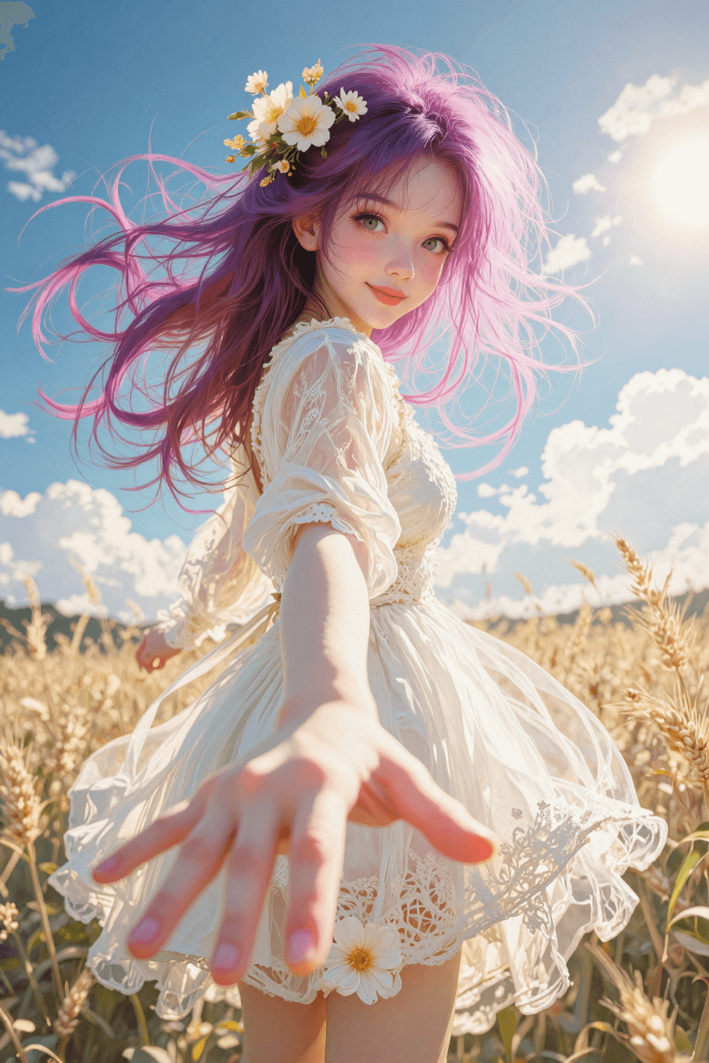 AI generated: Shot Angle & Composition: A low-angle, vertical point-of-view (POV) shot with a strong sense of dept...