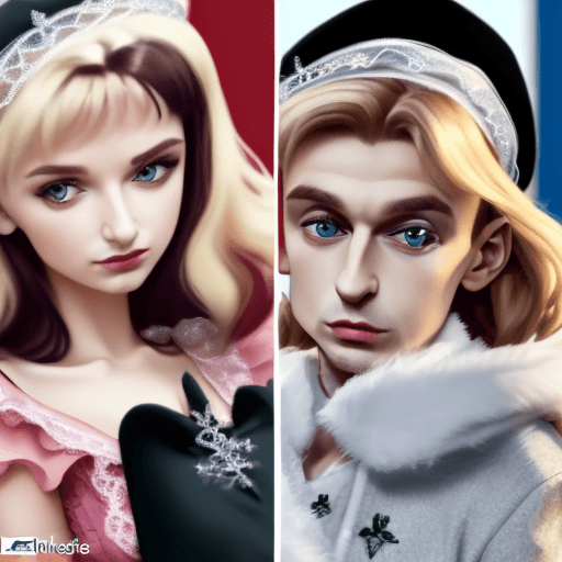 AI generated: Biely lev má veľké modré oči, má rád modre motyle