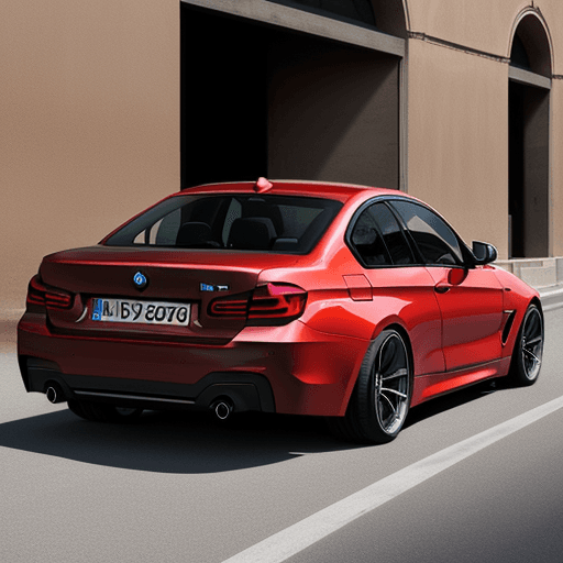 AI generated: imagen real de un coche bmw rojo