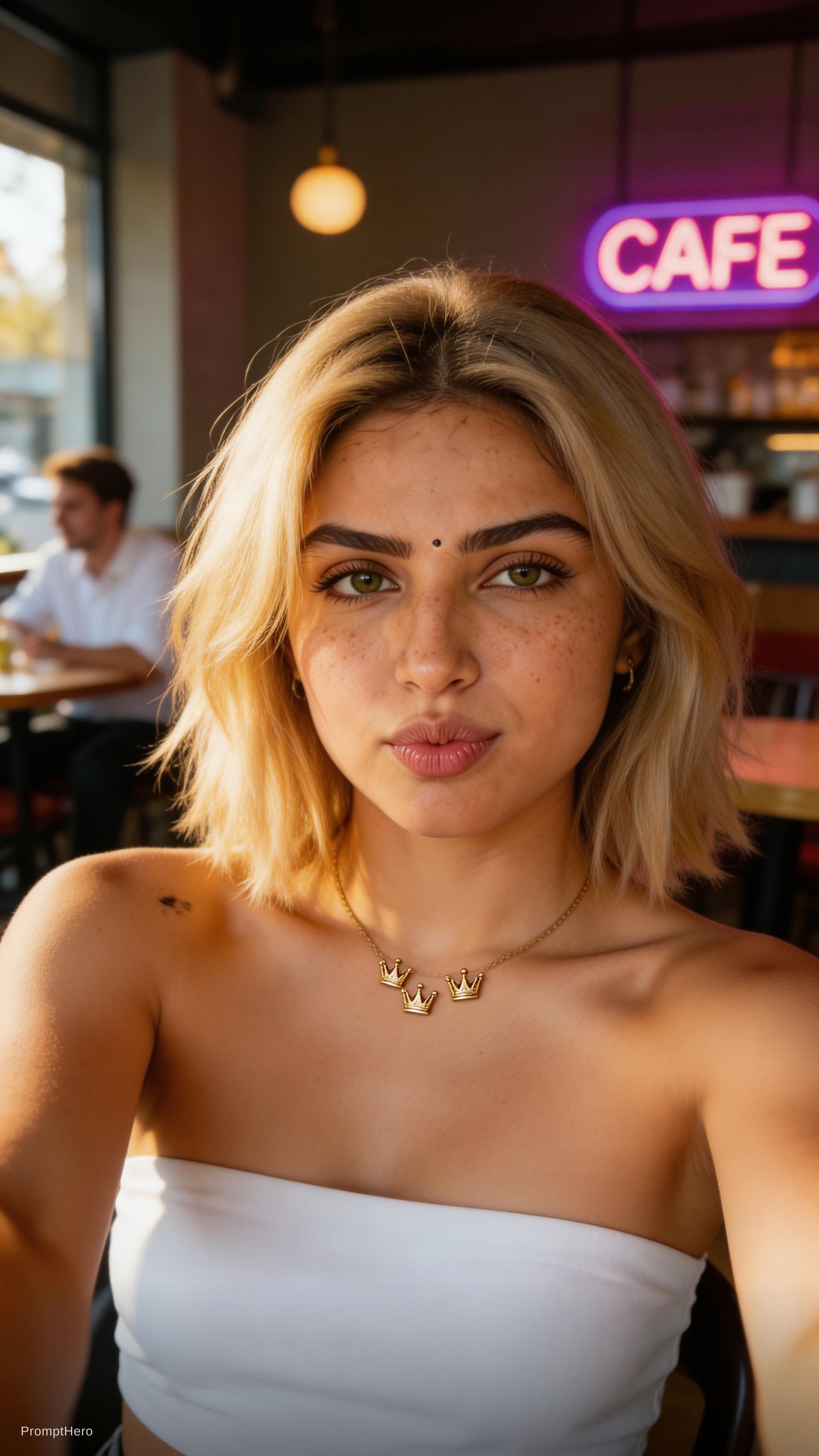 AI generated: {
  "image_analysis": {
    "type": "Realistic Selfie / Portrait",
    "vibe": "Candid, Sunkissed, G...