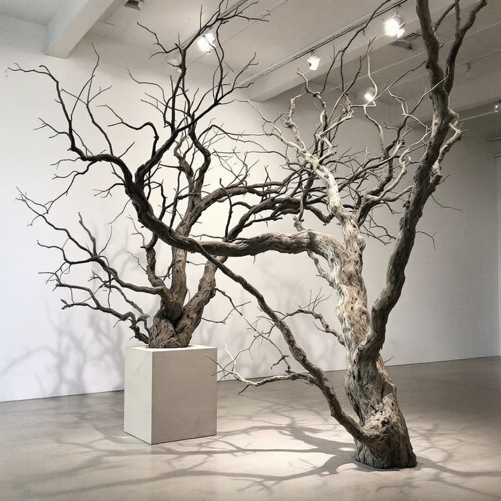 AI generated: Sculpture interstices branches représentés two culture first nations and french reconcilaition