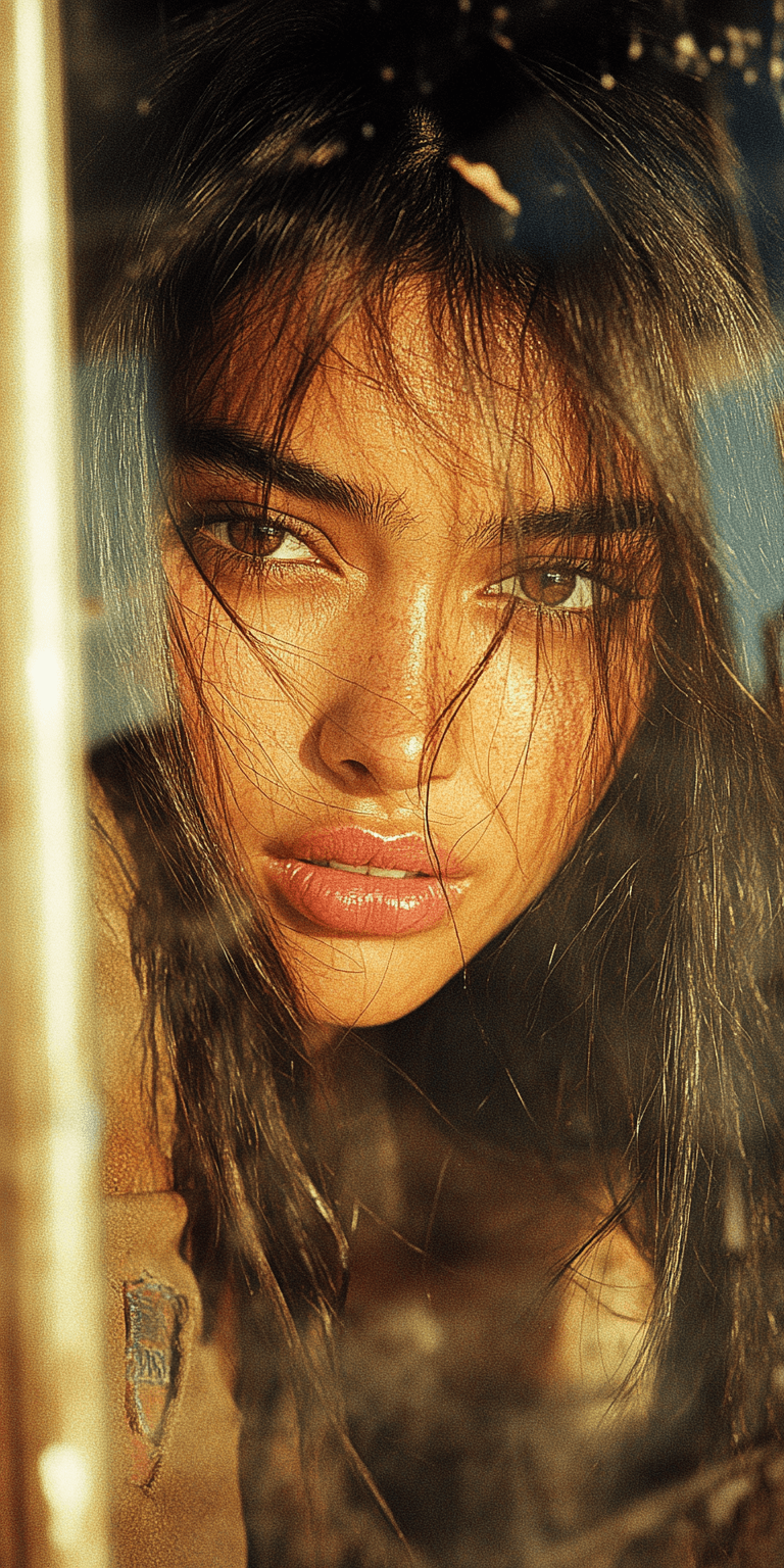 AI generated: realistic retro photo of a model, close-up, shot on a FlicFilm Elektra 100 --chaos 33 --ar 1:2 --pro...