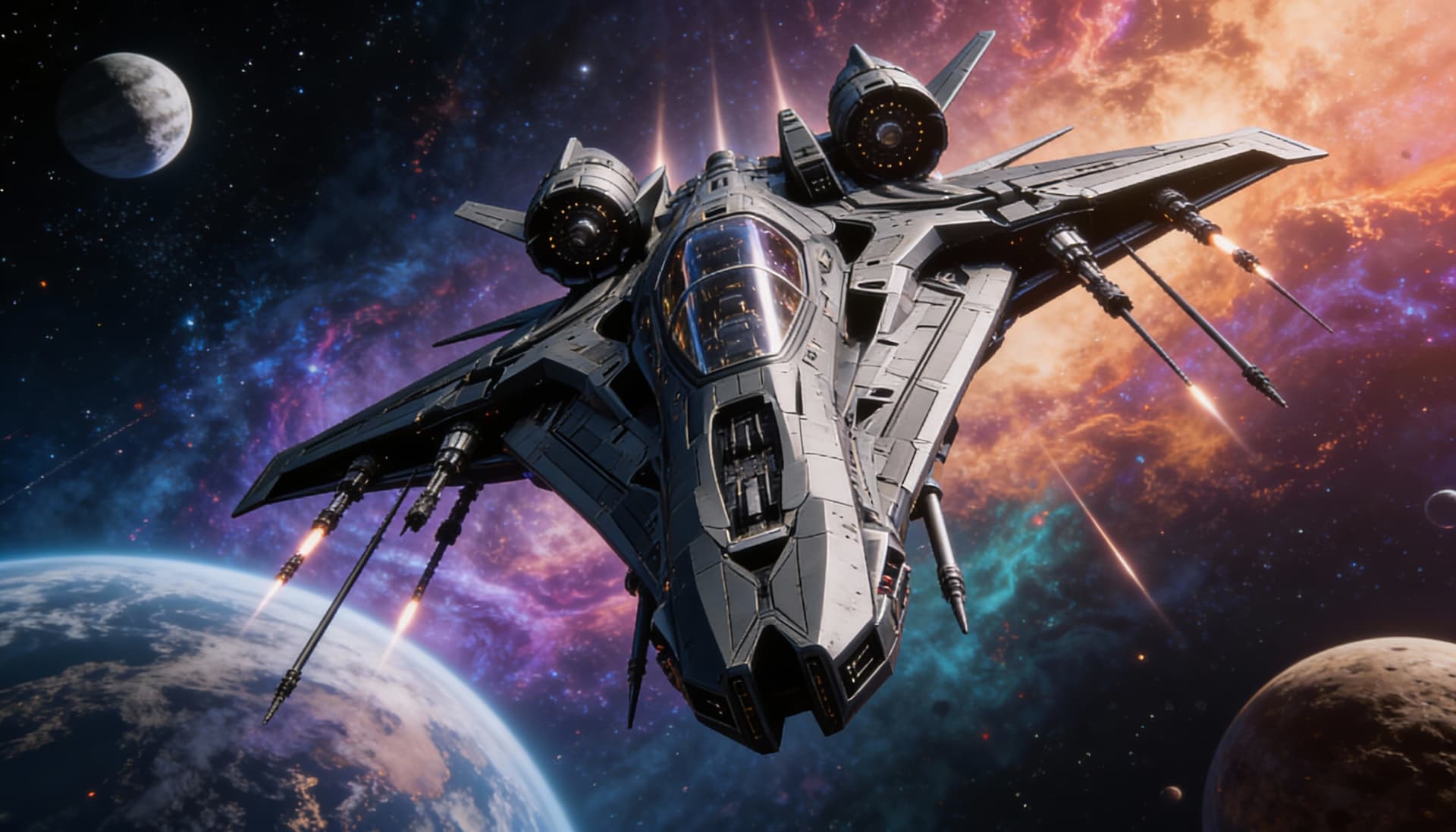 AI generated: Use Reference Images to imagine, in detail, an alien spaceship. Combine and alter specs to create a ...