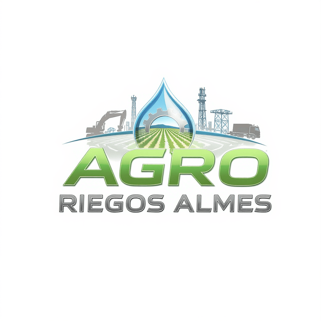 AI generated: Corporate logo design for an agroindustrial company called 'AGRO RIEGOS ALMES'. The logo integrates ...