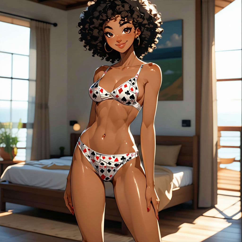 AI generated: hyper-realistic full body photo, from head to toe, cute 18 year old black girl, curly hair, pretty f...
