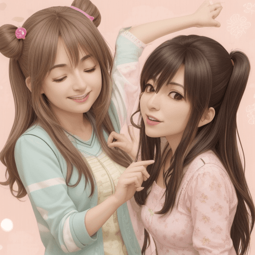 AI generated: toujou y chisato pasando el rato