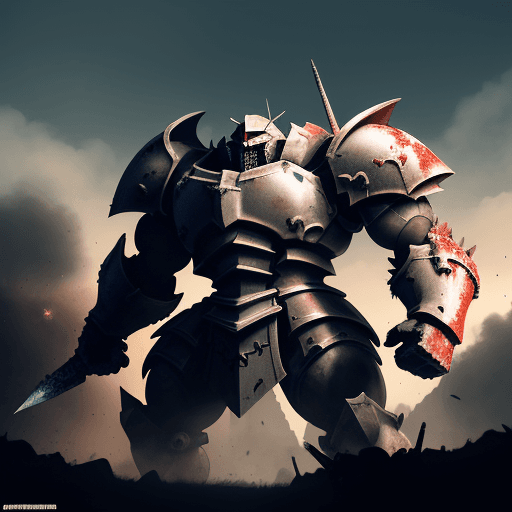AI generated: (Wallpaper), buff Brute knight on a battlefield, (((anime style))), Castle Crashers video game, war ...