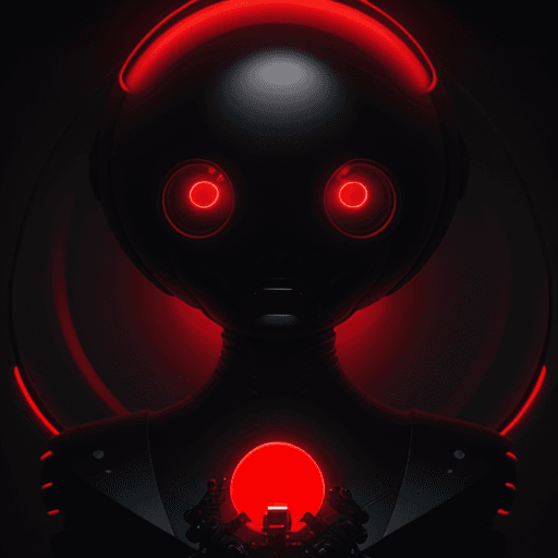 AI generated: the dark cover art of rood magazine has a sphere, a worm, and a glowing red light, in the style of c...