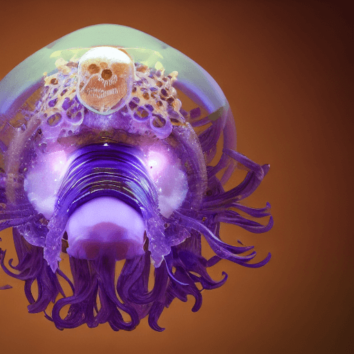 AI generated: hd jellyfish phoenix head, nautilus, orchid, skull, betta fish, bioluminiscent creatures, intricate ...