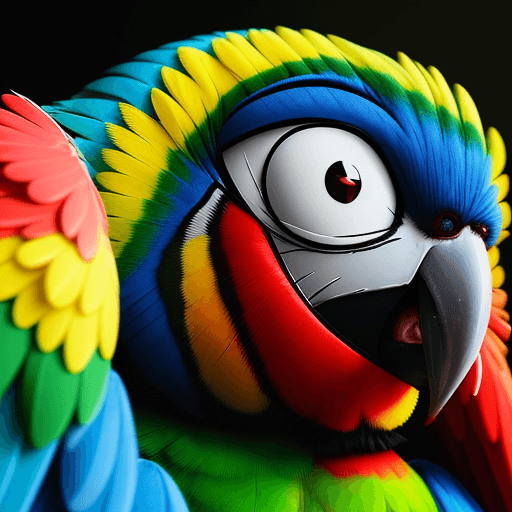 AI generated: macro shot, Doraemon photo of parrot, colorful, dark shot, film grain, (((facing viewer))), 64 bits ...