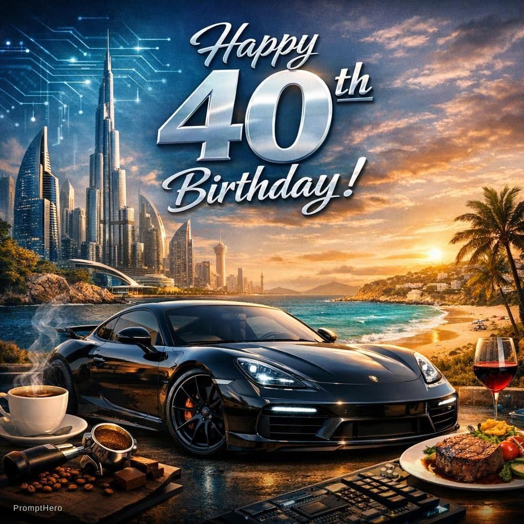 AI generated: erstelle mir ein bild für eine Verpackung für ein geschenk für einen Freund für einen 40. Geburtstag...