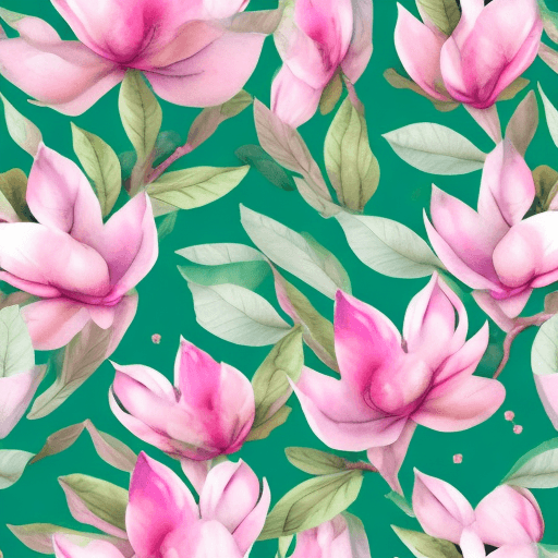 AI generated: Pink Magnolia Flowers, Watercolor Pastel Floral, Digital Paper, Seamless Pattern, Printable Design, ...