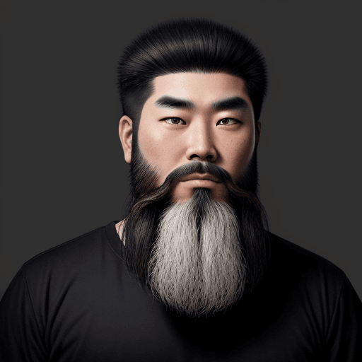 AI generated: bearded asian man with void eyes